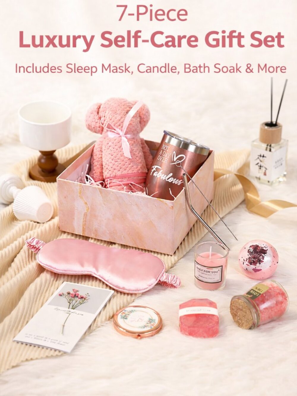 7-Piece Pink Luxury Self-Care Spa Gift Set